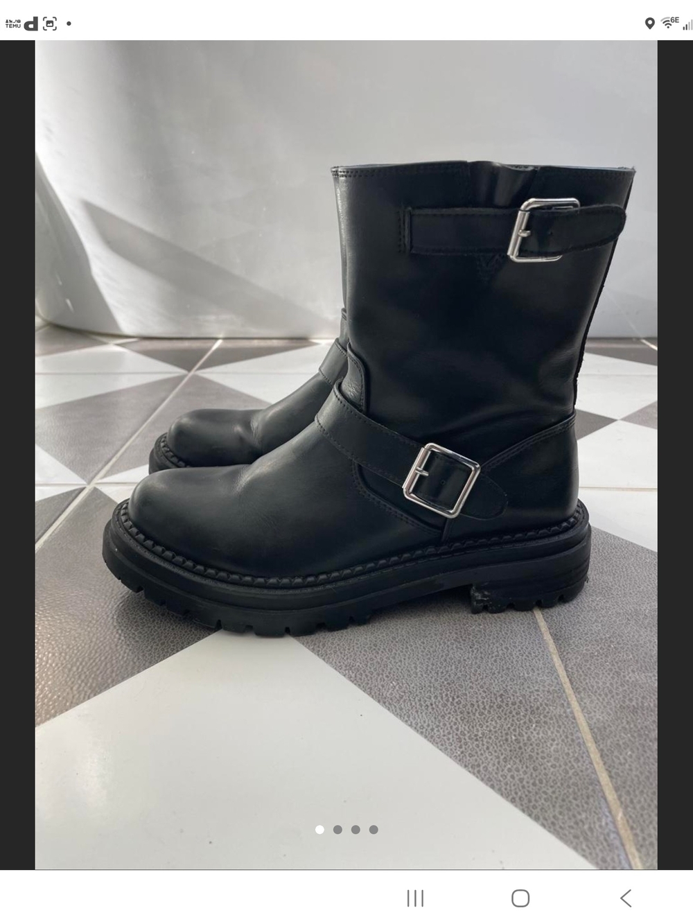 MK Black Leather Buckle Moto Boots - Men's